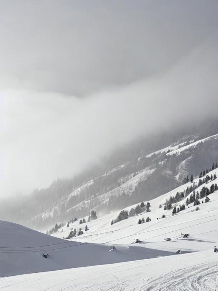 Arabba, Italy Black And White Skiing Poster