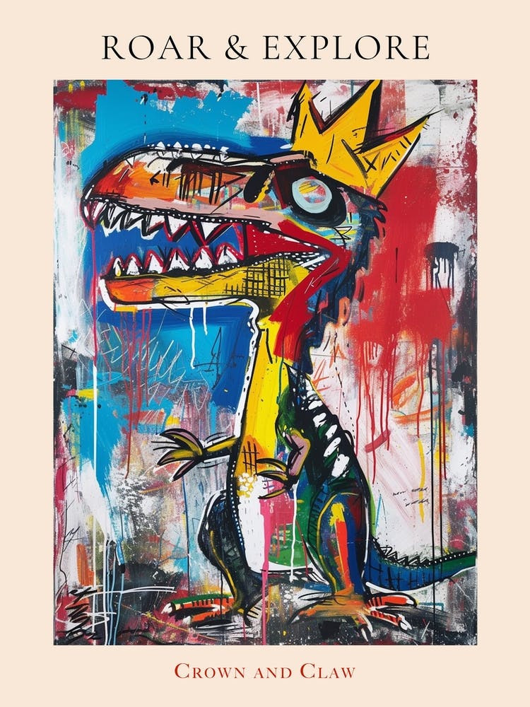 Paint Drip Dinosaur With A Crown 3 Poster