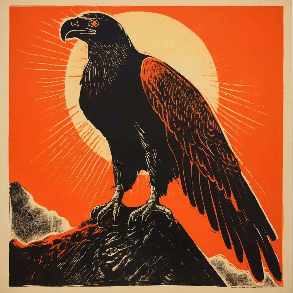 Retro Bird Lithograph California Condor 1