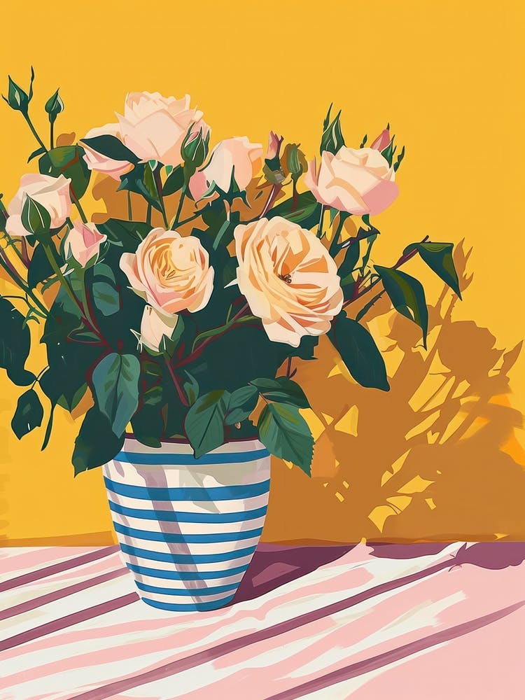 Rose Flowers On A Table   Contemporary Illustration 3