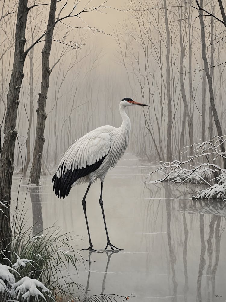 Stork In The Snow