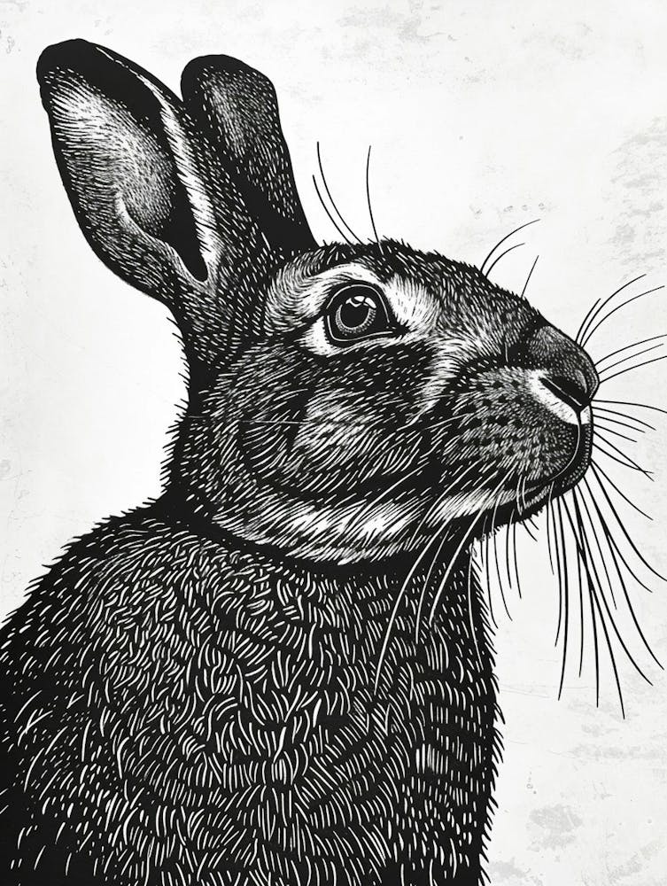 Cinnamon Blockprint Rabbit Illustration 3