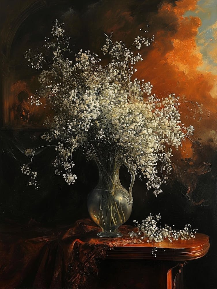 Nature Morte Florale Baroque Gypsophile 2
