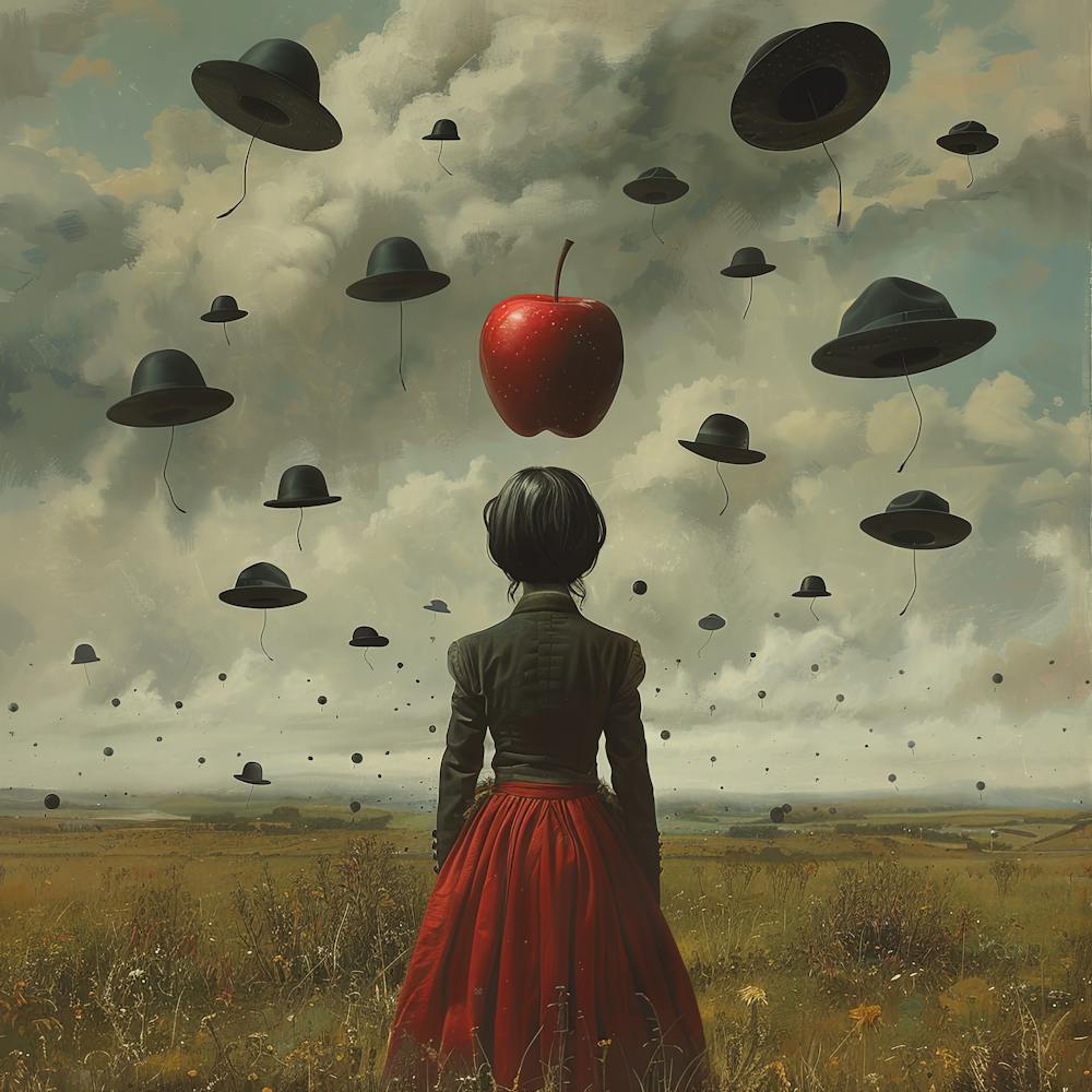 Magritte Surrealist Style : Orchard of the Mind