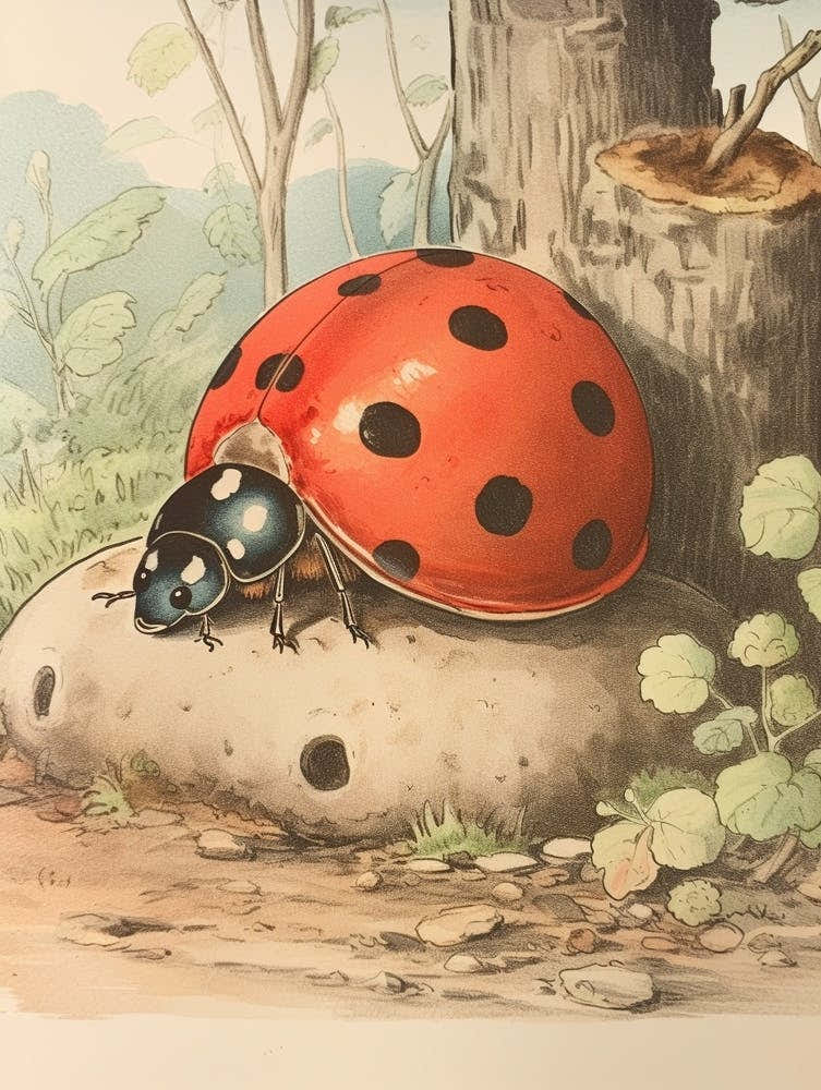 Storybook Animal Watercolour Ladybug 2