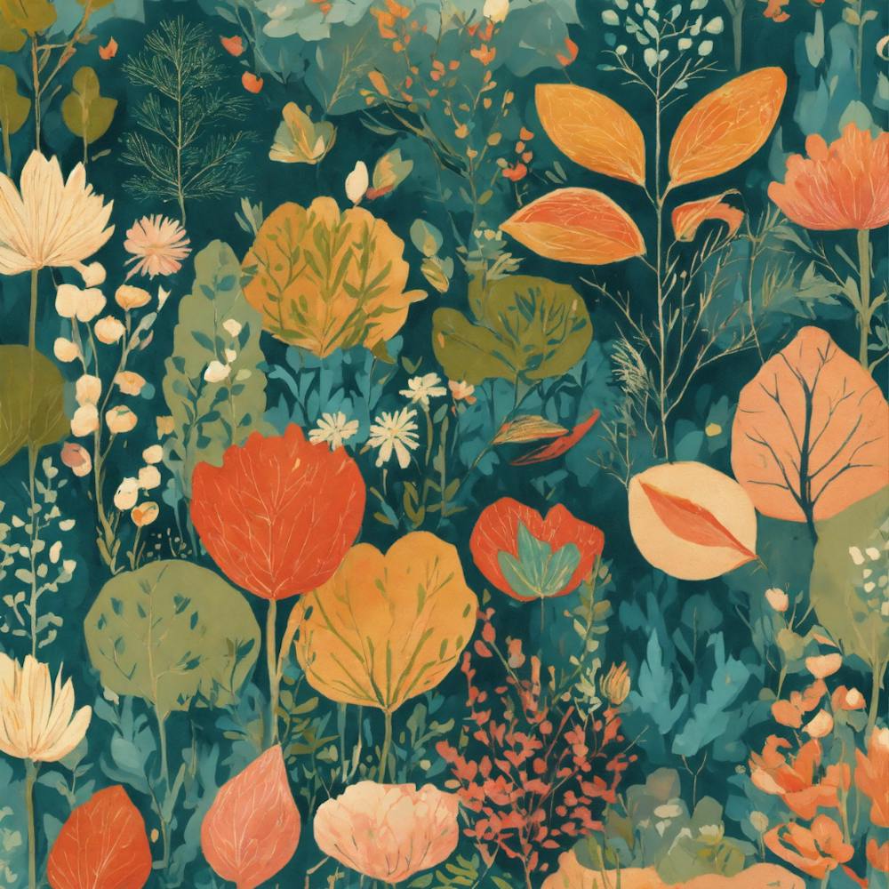 Tiny Abstract Repeating Pattern Design With Nature Inspired Embellishment
