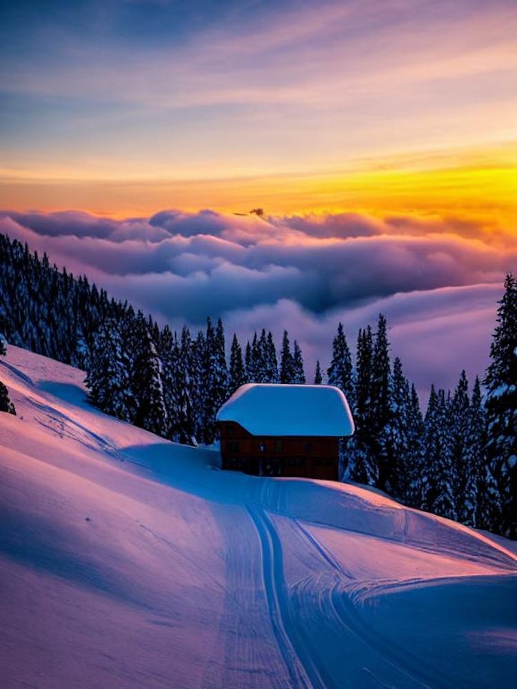 Avoriaz, France Sunrise Skiing Poster