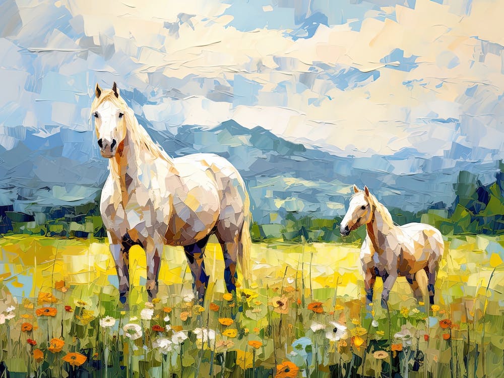 Peinture de chevaux dans les montagnes Appalaches, USA, Paysage 4