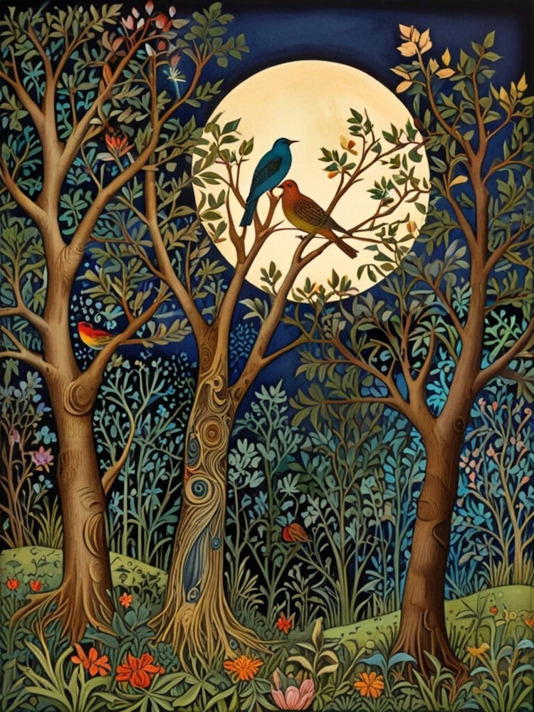 William Morris Moon And Birds