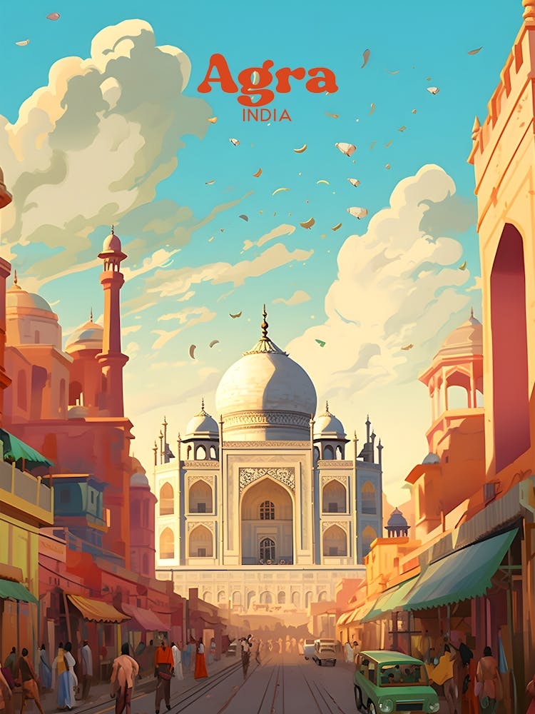 Agra Taj Mahal Modern Travel Art