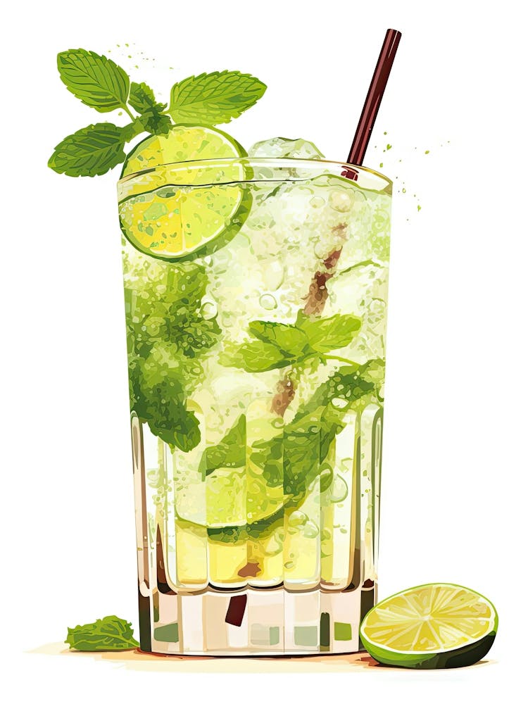 Illustration Mojito Floral Infusion Cocktail 3