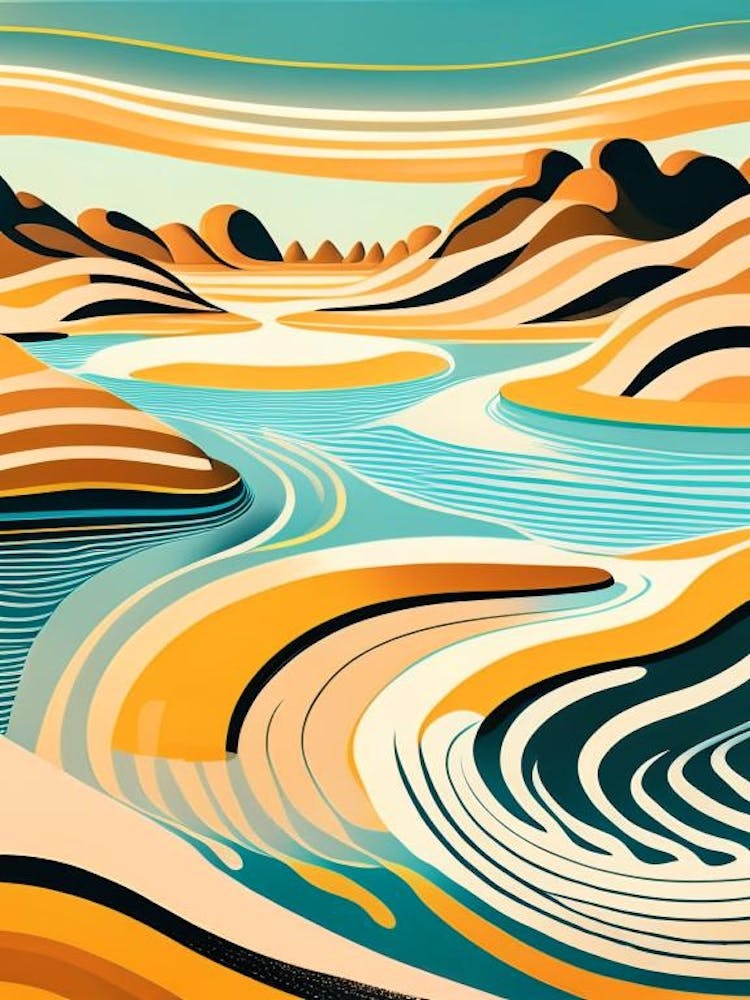 Water Ripples Over Sand Landscapes Waterscape Midcentury 1