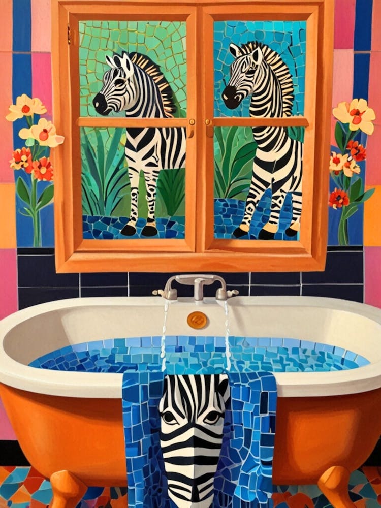 Zebras In The Bath 1