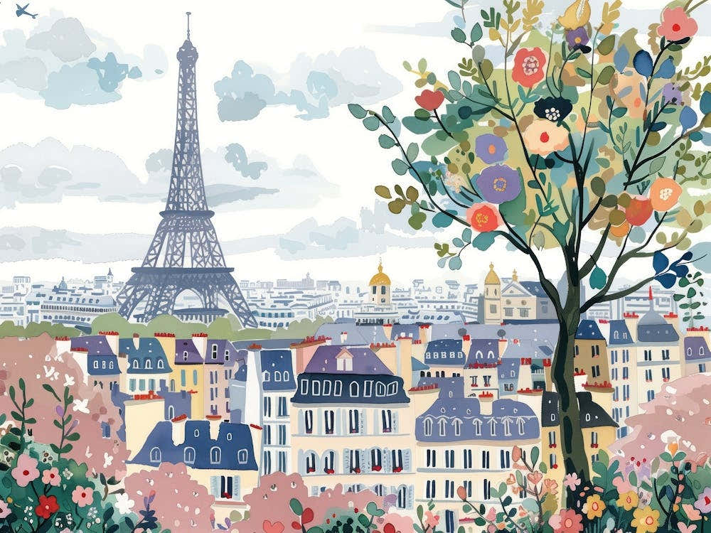 Paris France Landscape Watercolour