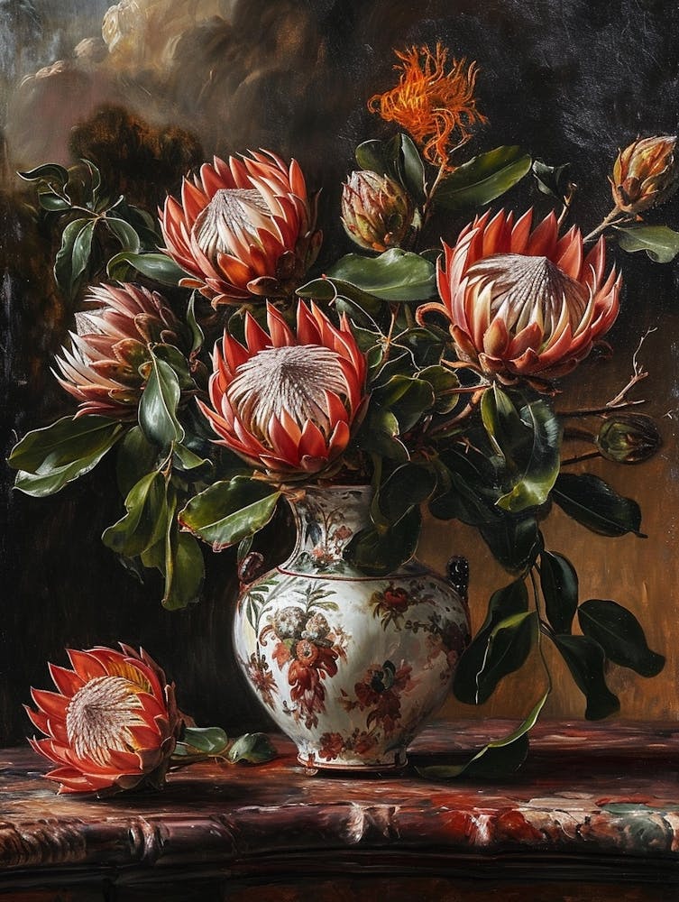Baroque Floral Still Life Protea 1