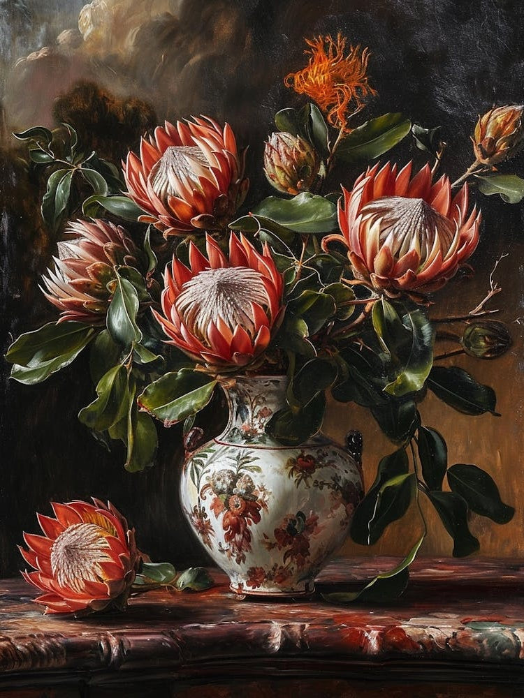 Baroque Floral Still Life Protea 1