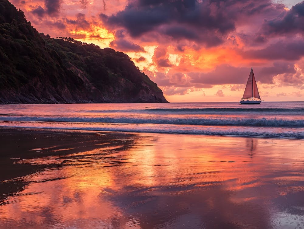 Sailboat At Sunset 1