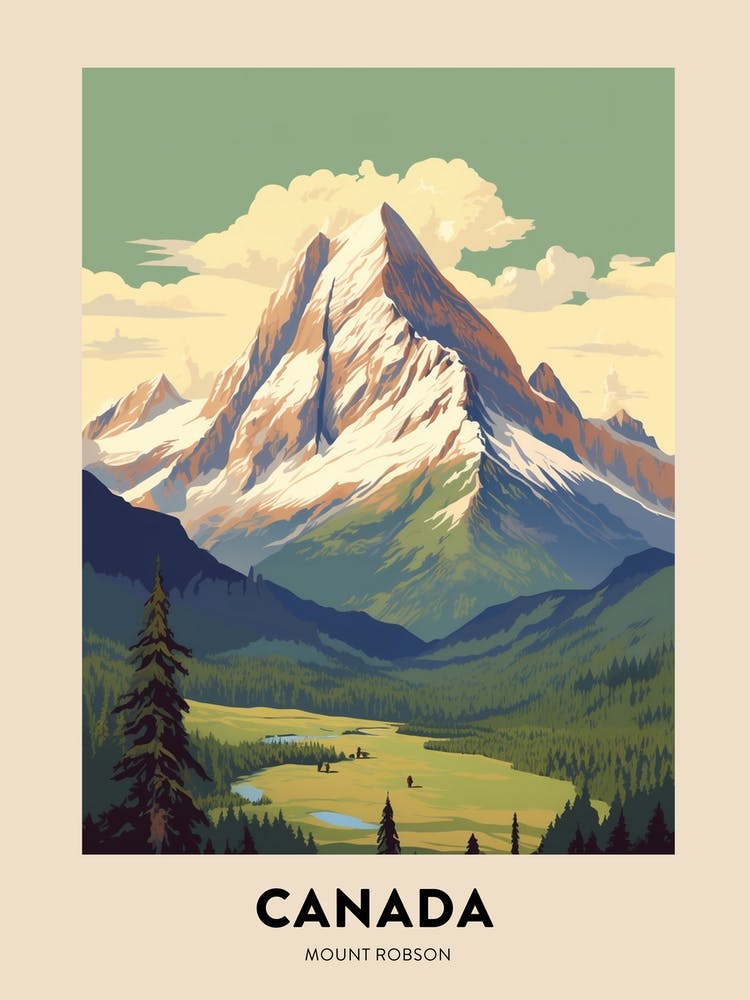 Mount Robson Provincial Park Canada 2 Vintage Hiking Travel Poster