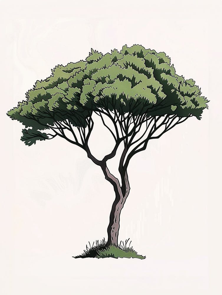 Acacia Tree Pixel Illustration 2