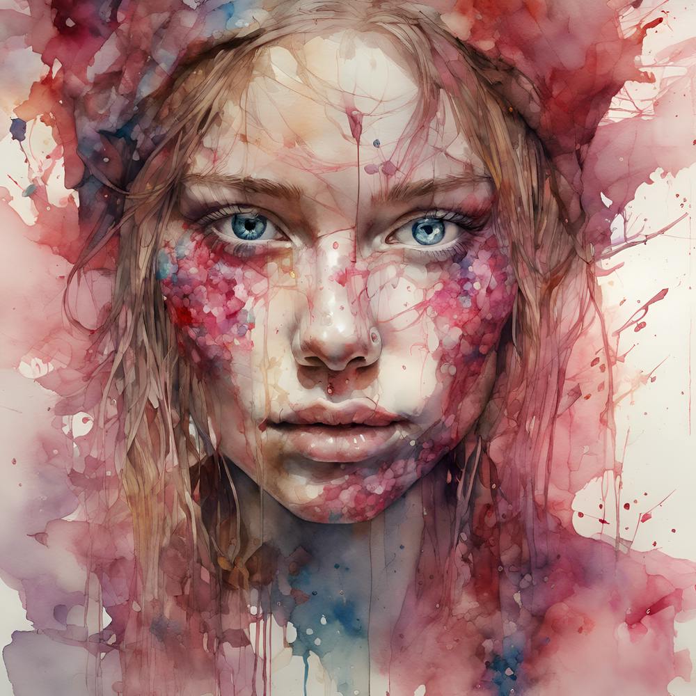 Girl With Face Covered In Rubies