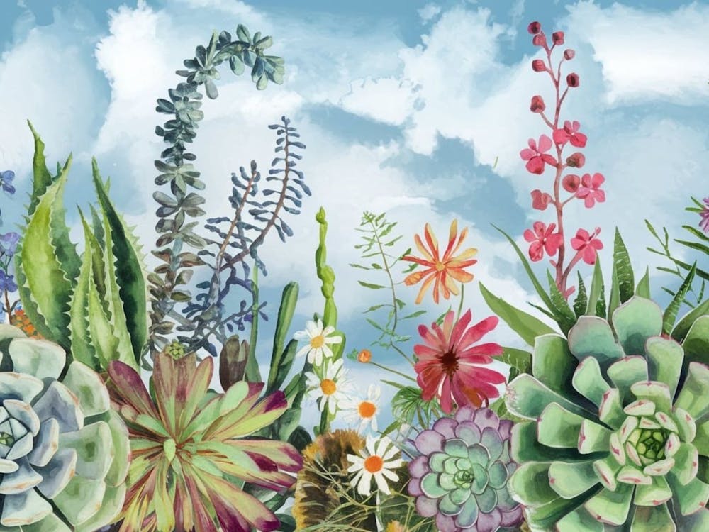 Vibrant Watercolor Succulent Garden - Botanical