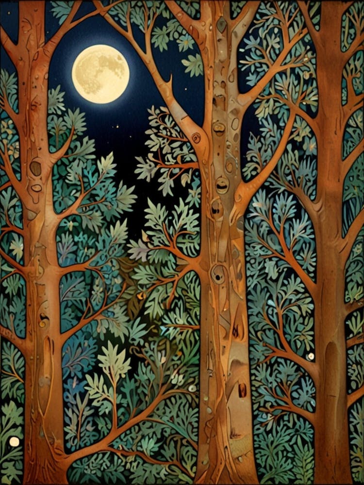 William Morris Moonlight In The Woods 134