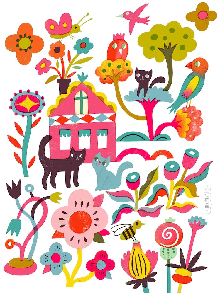 Playful Cats Garden Seventies