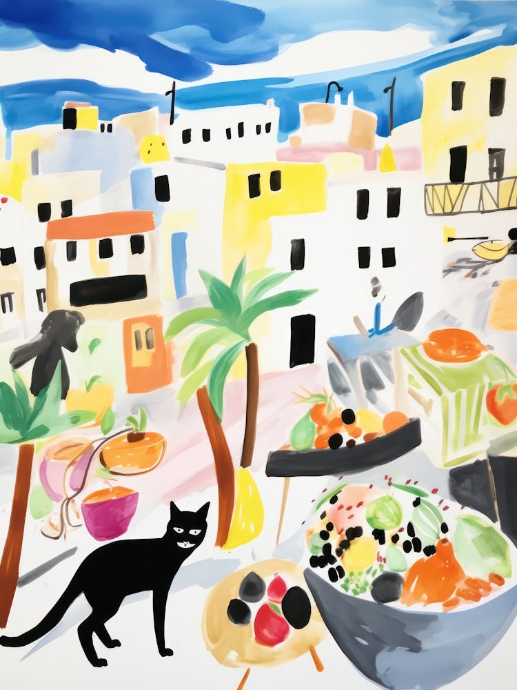 The Food Market In Santorini 1 Illustration