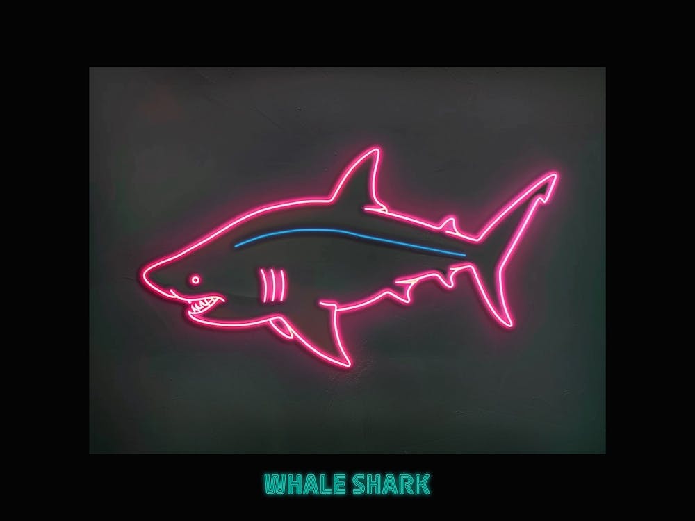 Neon Dark Red Whale Shark 4 Poster