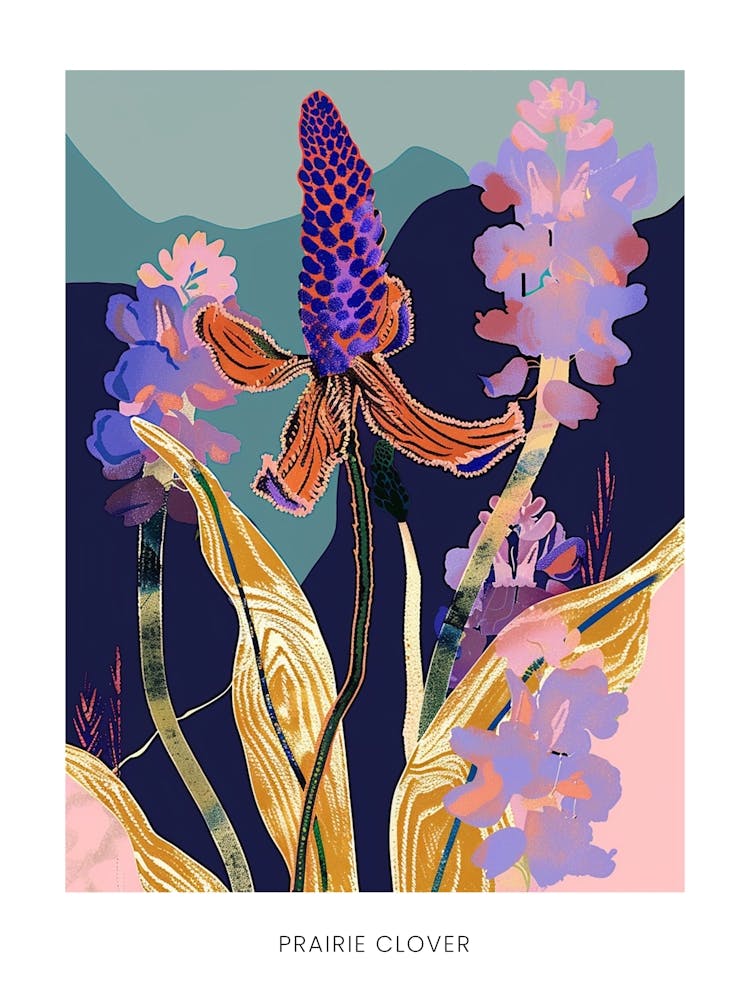 Colourful Flower Illustration Poster Prairie Clover 4