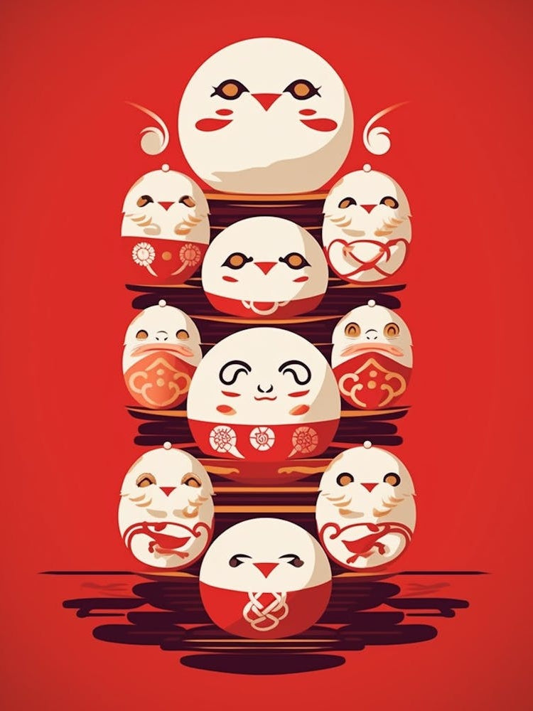 Daruma Dolls Japanese Illustration 10