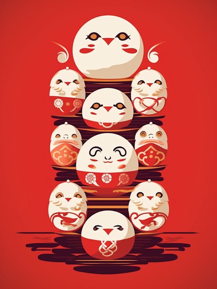 Daruma Dolls Japanese Illustration 10
