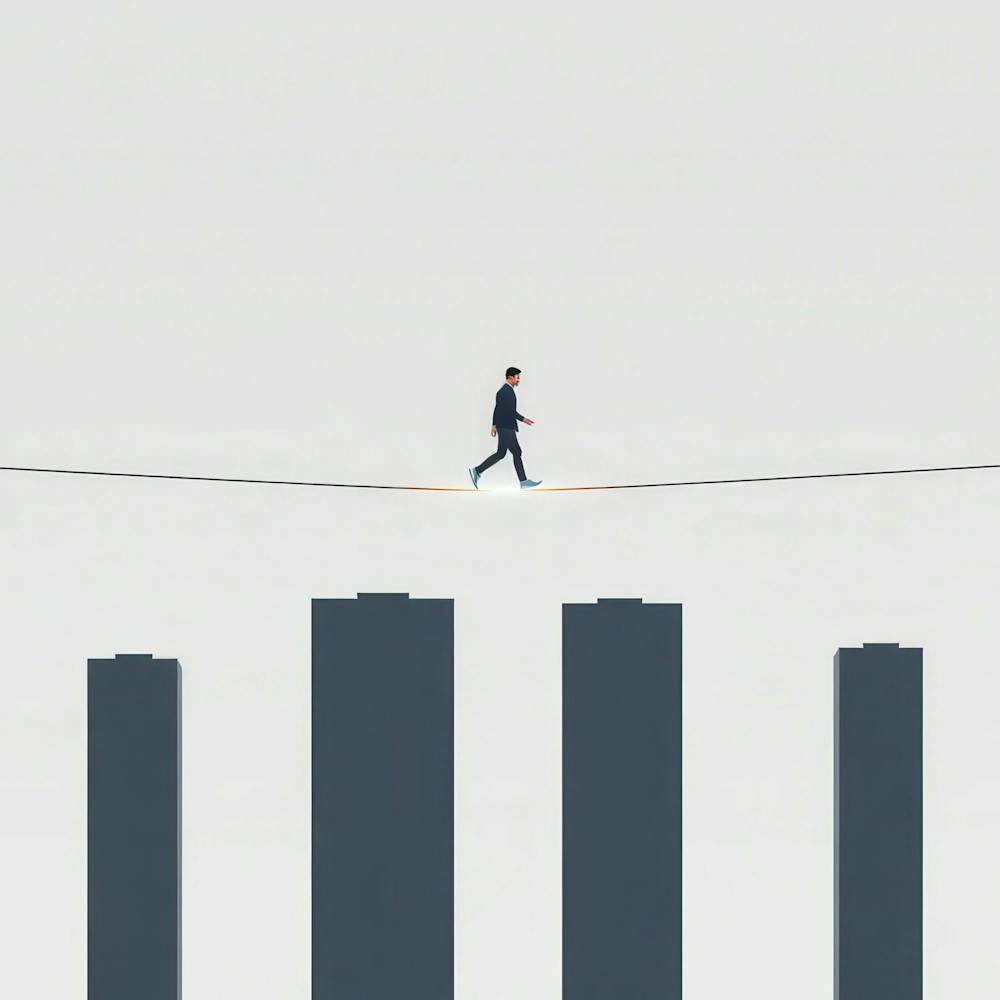 Businessman Walking On A Tightrope 1
