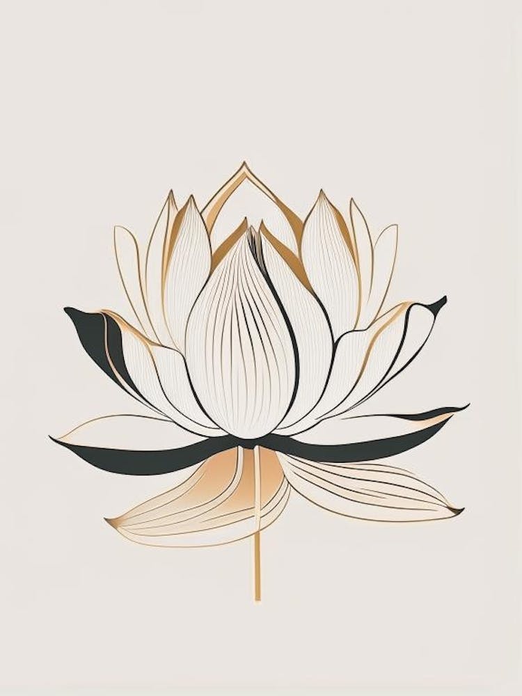 Lotus Flower In Garden Retro Minimal 3