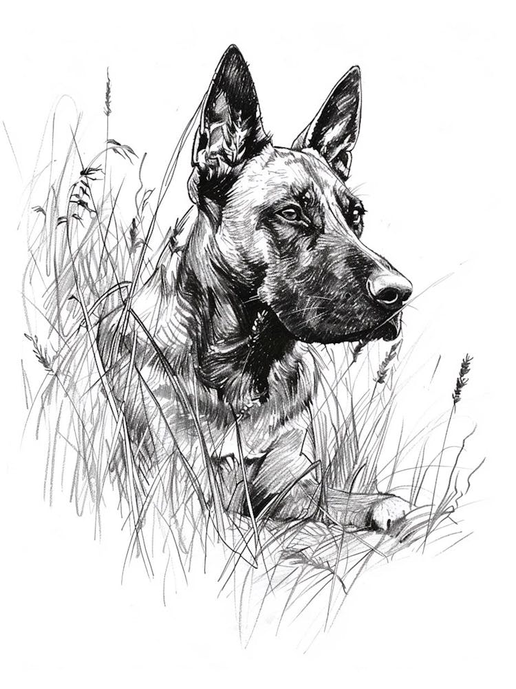 Deutscher Schäferhund Strichzeichnung Skizze 3