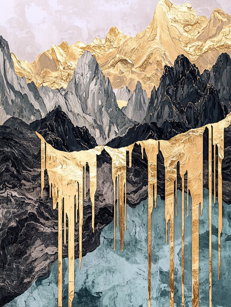 Grampian Mountains Golden Peaks - Abstract Gold