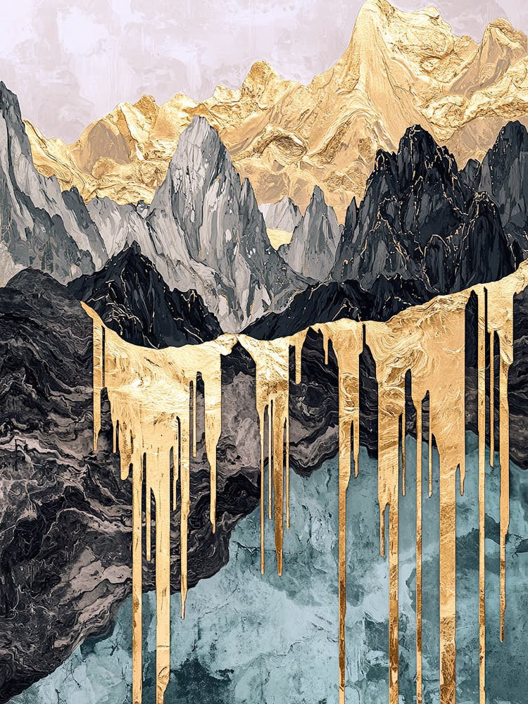 Grampian Mountains Golden Peaks - Abstract Gold