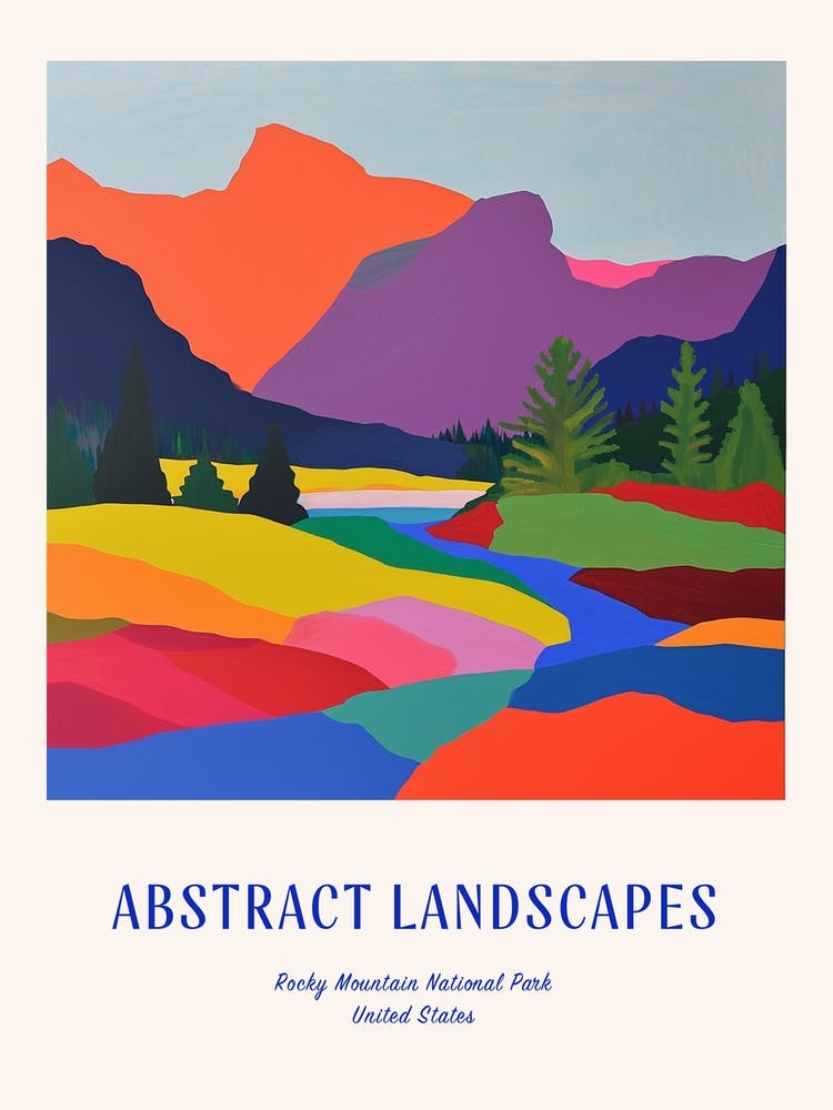 Colourful Abstract Rocky Mountain National Park Usa 5 Poster Blue