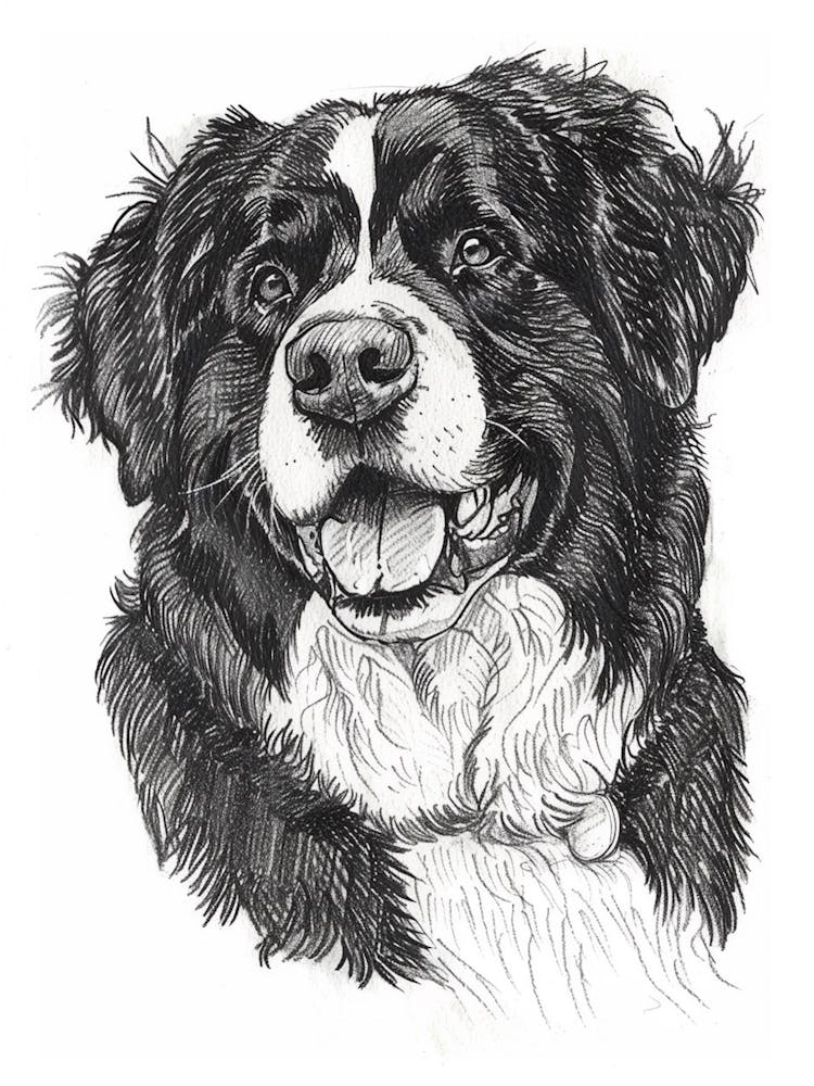 Bernese Mountain Dog Line Sketch 2