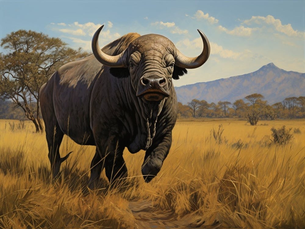 African Buffalo Grazing In The Savannah 4