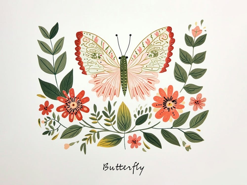 Little Floral Butterfly 1 Poster
