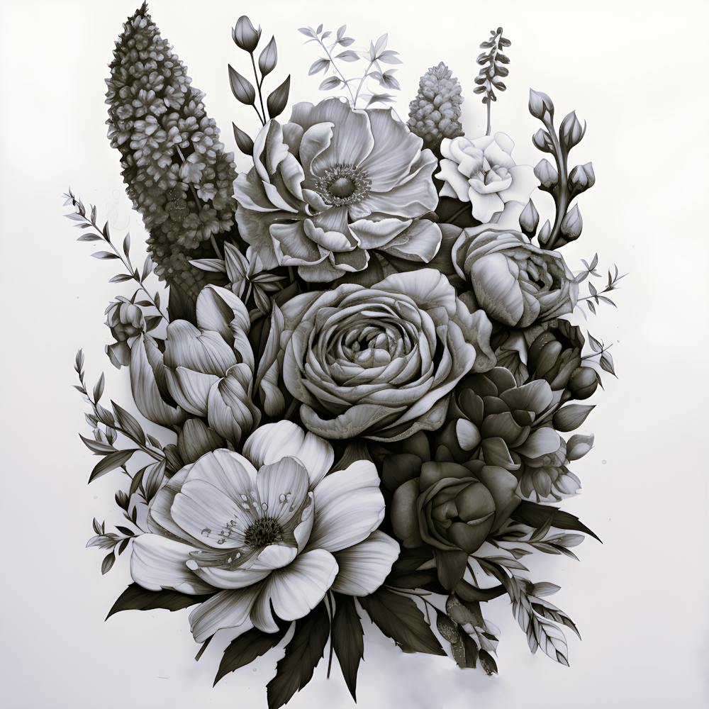 Black And White Flowers