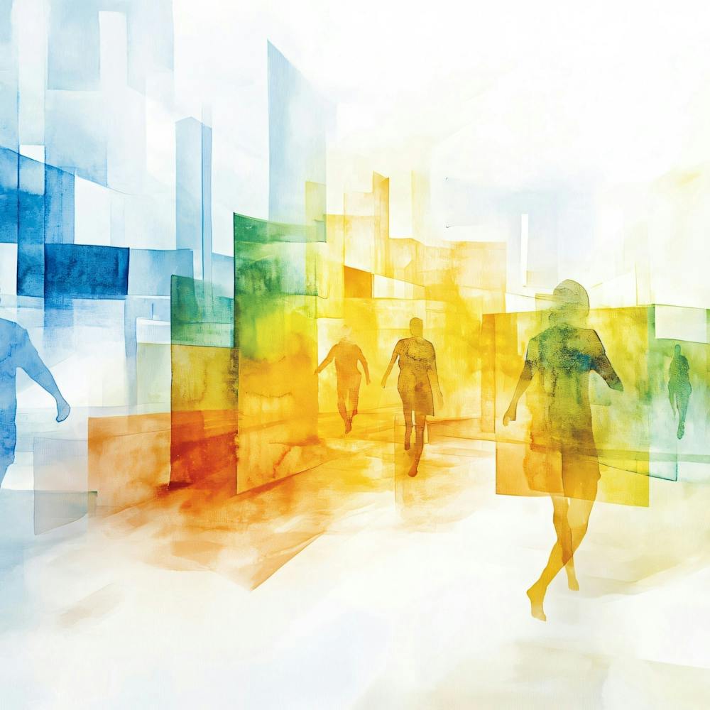 Abstract Cityscape Watercolor Illustration