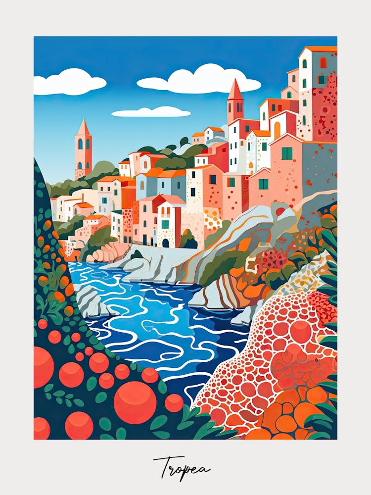 Poster Of Tropea, Italy, Illustration In The Style Of Pop Art 2