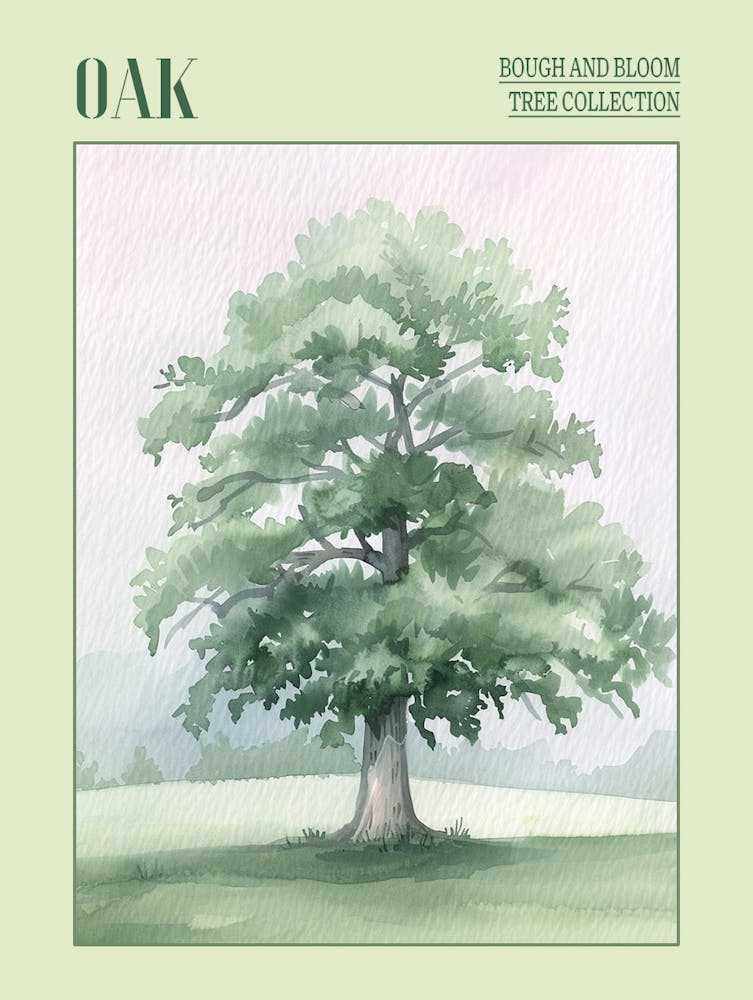 Eichenbaum atmosphärisches Aquarellgemälde 9 Plakat