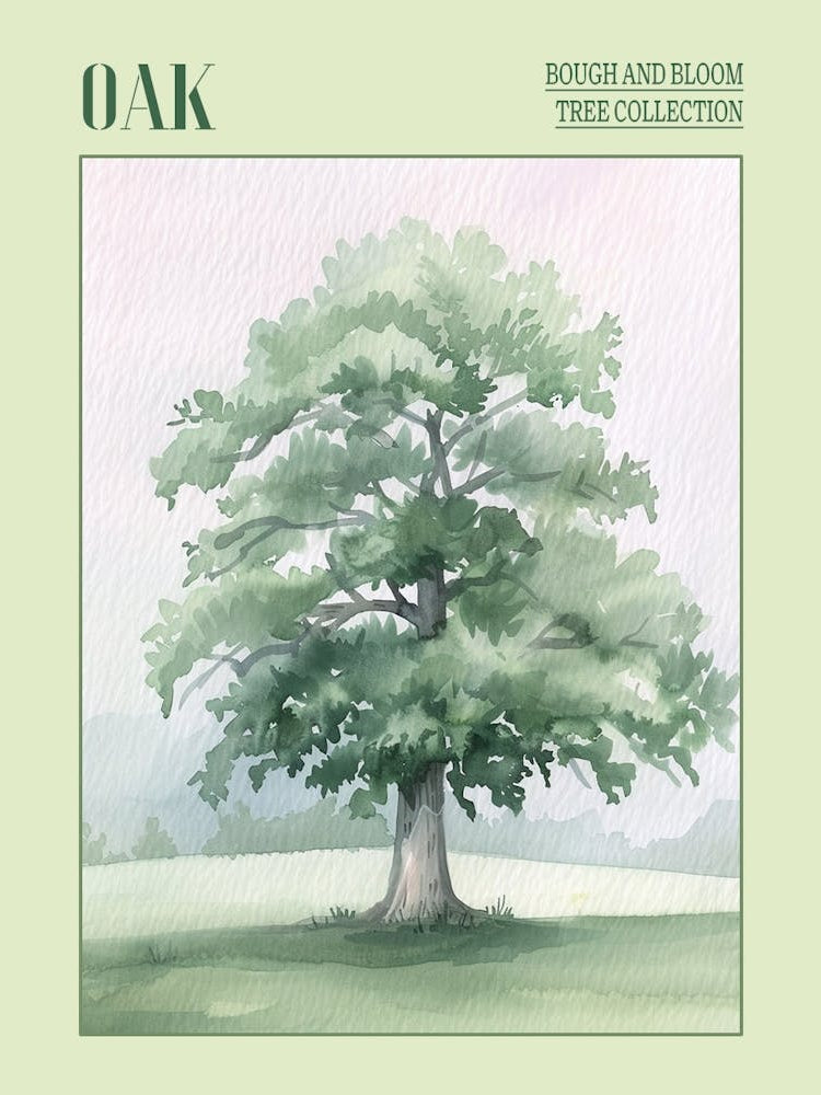 Oak Tree Atmospheric Watercolour Painting 9 Poster
