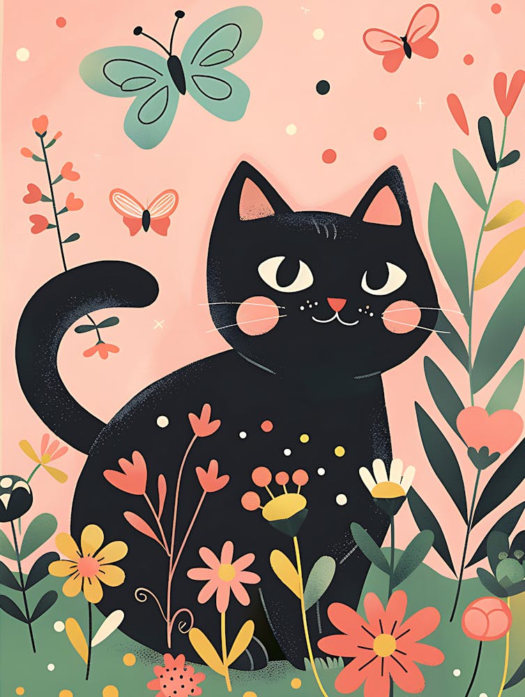 Black Cat In The Garden 1