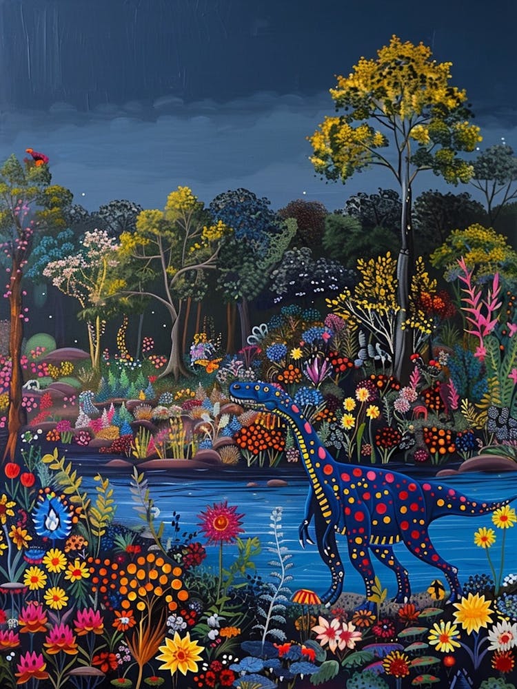 Colourful Dinosaur By The River Pattern 2