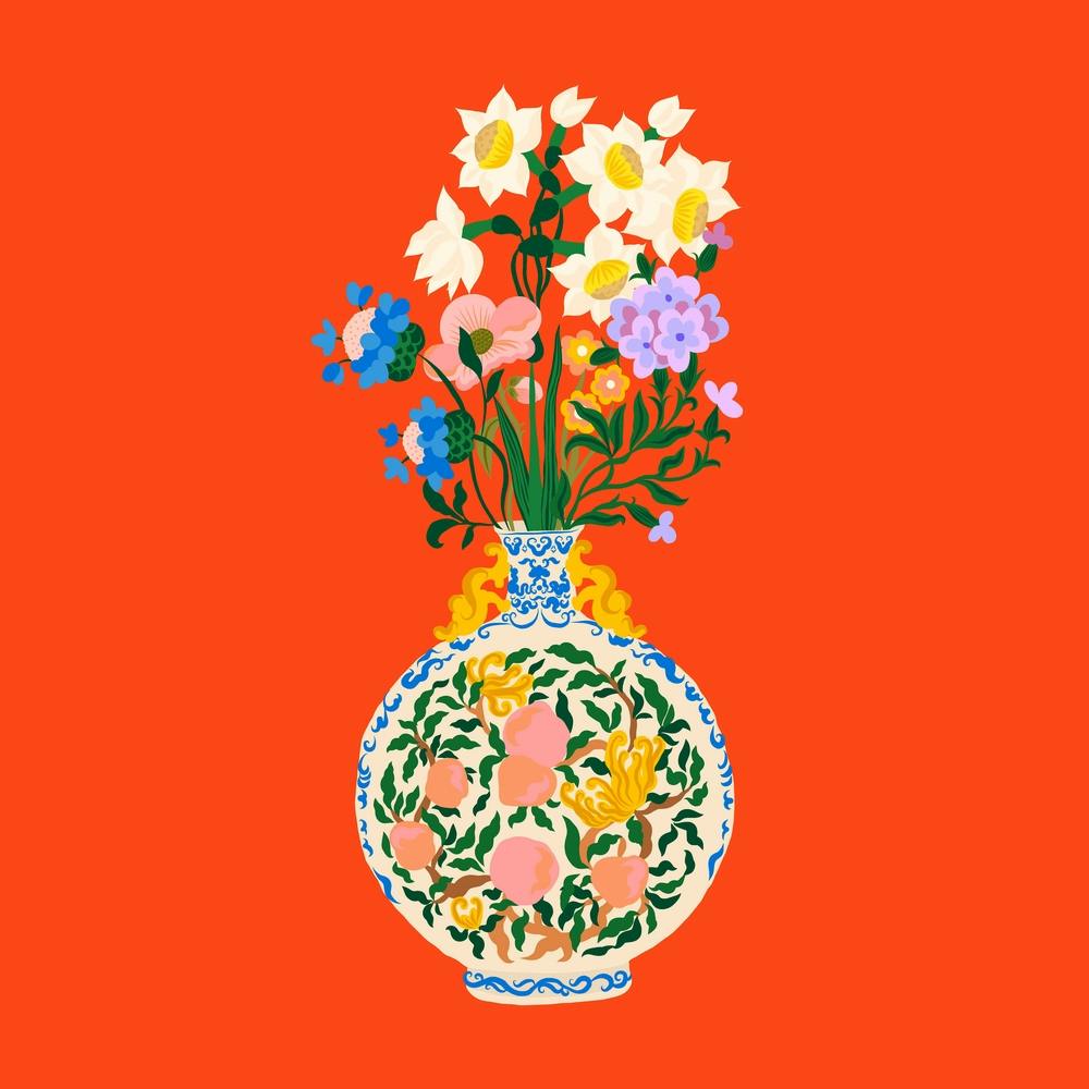 Peachy Flower Bouquet Square