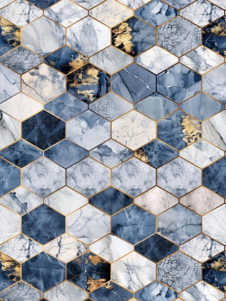 Blue And Gold Marble Wallpaper 3